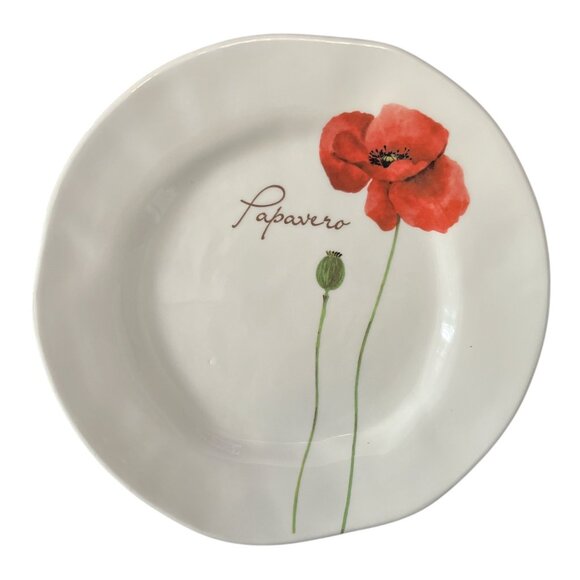 Opificio Etico Papavero Poppy Plate – 9” Ceramic – Made in Italy – Red Floral De - Picture 3 of 3